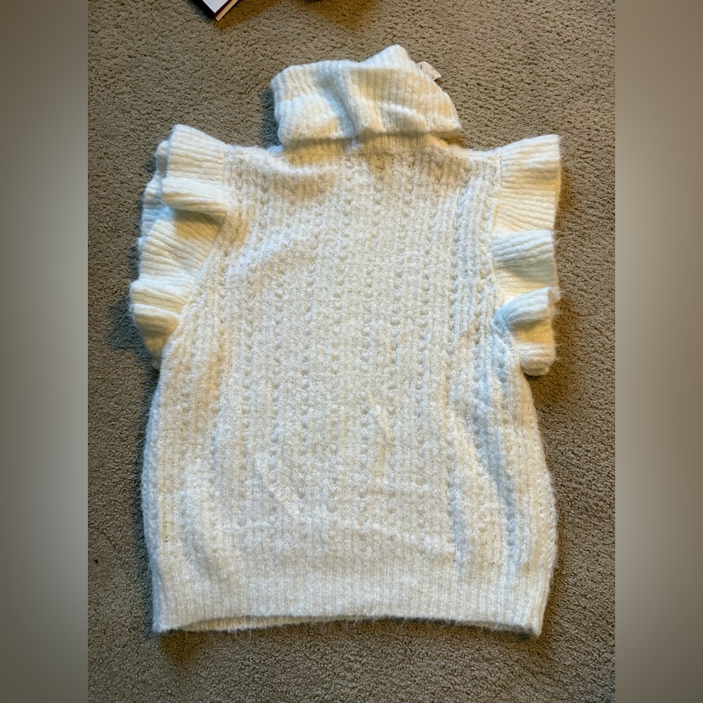 Mystree Cream Ruffled Turtleneck Sweater - Picture 2 of 4
